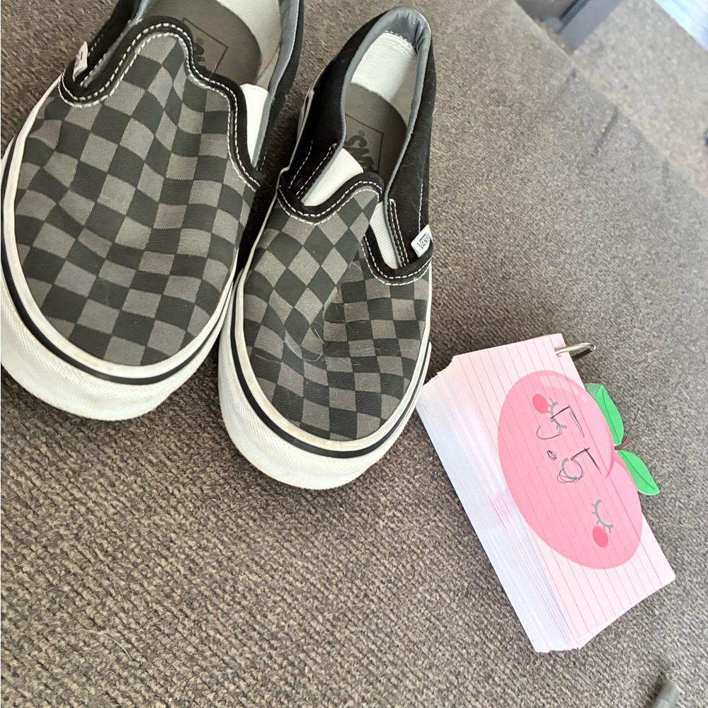 Vans Checkerboard Slip-On Sneakers in Black and Gray